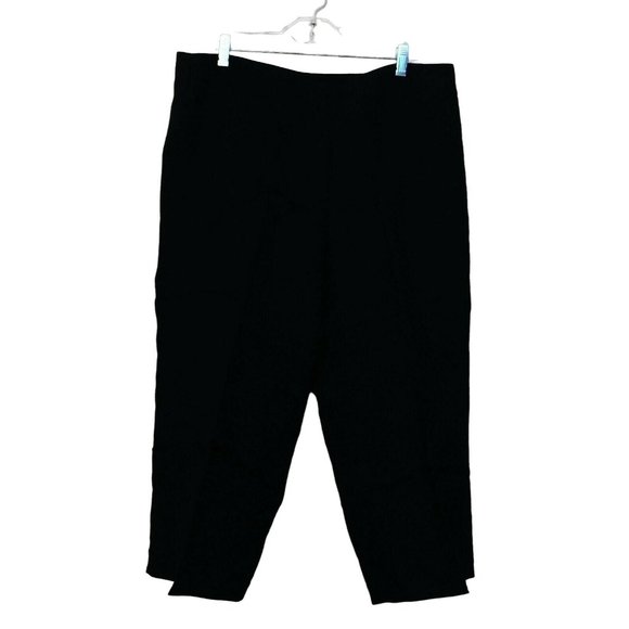 Talbots Pants - Talbots Heritage Pants 14 Black Cropped Ankle Length Flat Front Lined 100% Linen